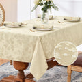 Jacquard Tablecloth, Damask Floral Pattern, Beige, Water Resistant
