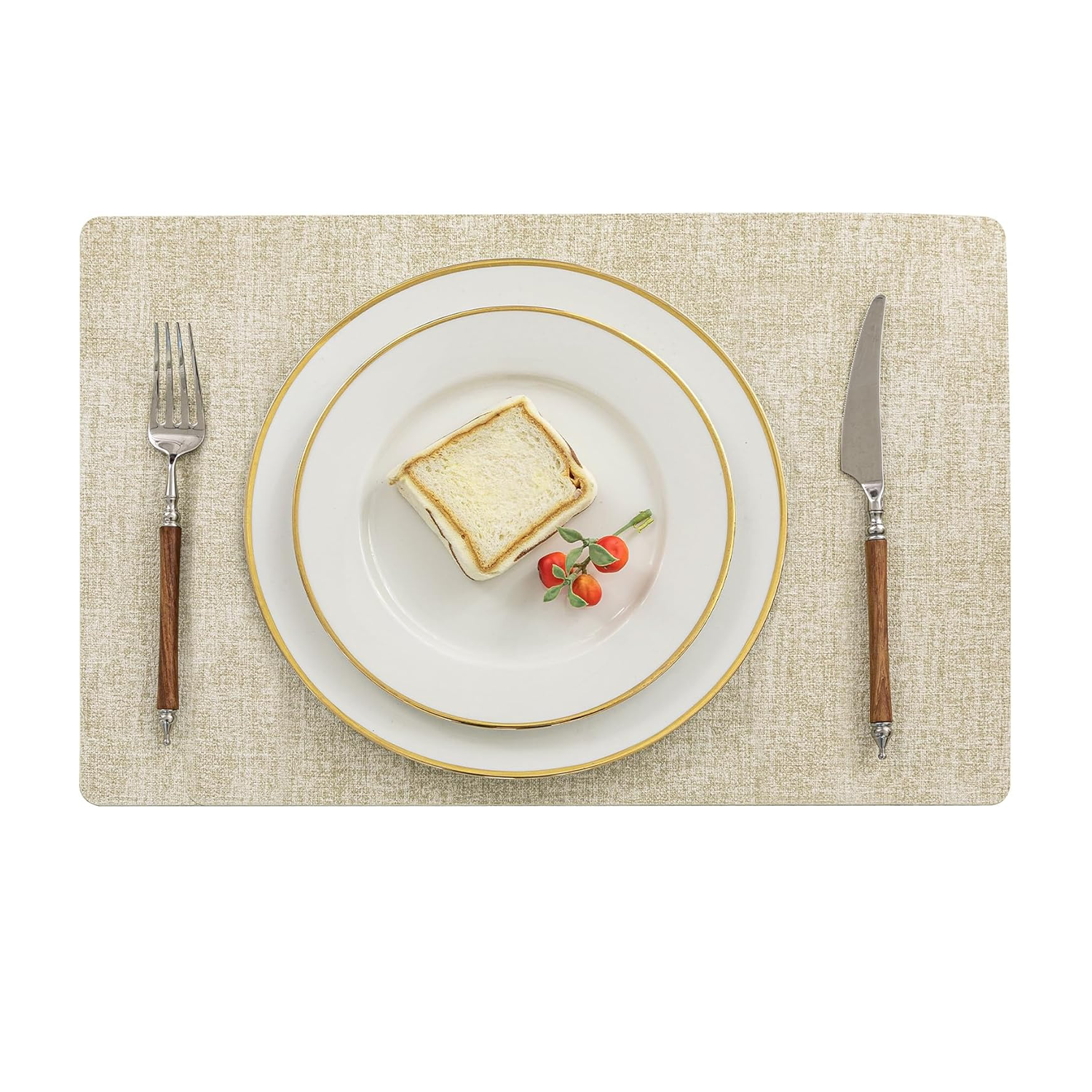 Faux Leather Placemats, Set of 4, Beige