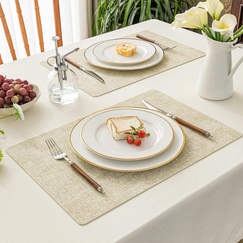 Faux Leather Placemats, Set of 4, Beige