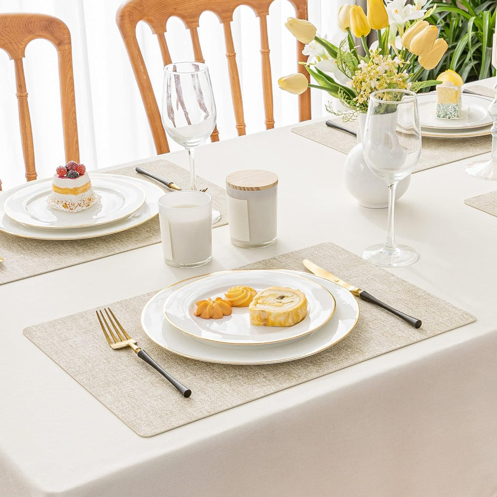 Faux Leather Placemats, Set of 4, Beige