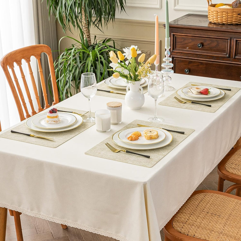 Faux Leather Placemats, Set of 4, Beige